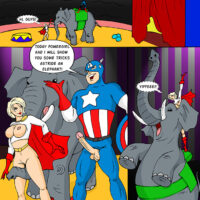Captain America and Powergirl fucking in erotic circus show! xl-toons.win